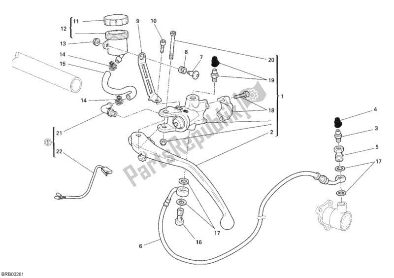 Alle onderdelen voor de Koppeling Hoofdremcilinder van de Ducati Superbike 1098 S Tricolore USA 2007